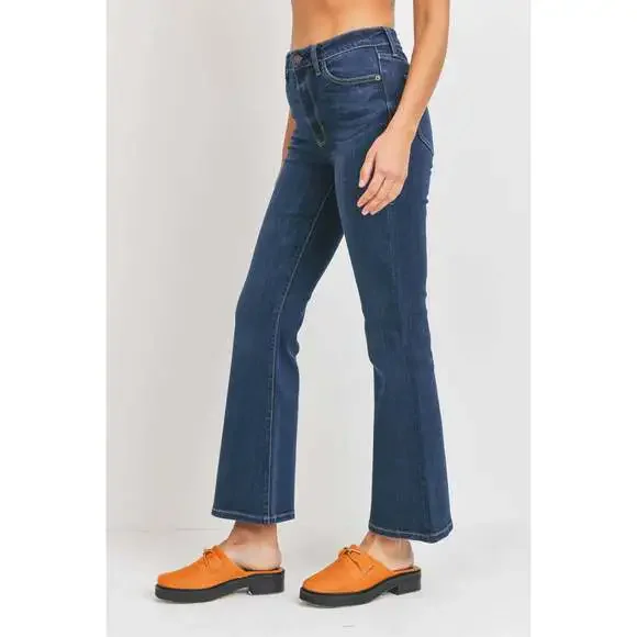 High Rise Jeans Petite Classic Flare Dark Denim - Picture 6 of 13